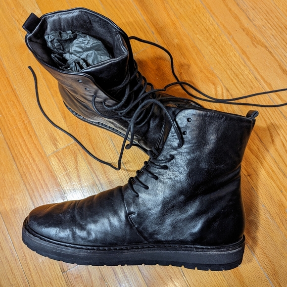 Marsell Men's Black Leather Lace Up Boots Italy 43.5 - Picture 7 of 12
